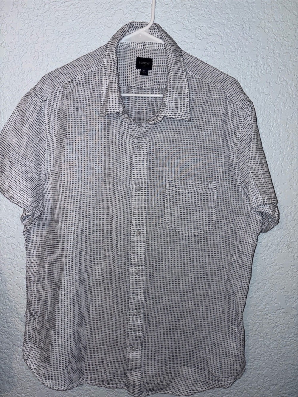 J Crew Button Up Short Sleeve Linen Shirt Mens XL Summer Wedding  casual Preppy